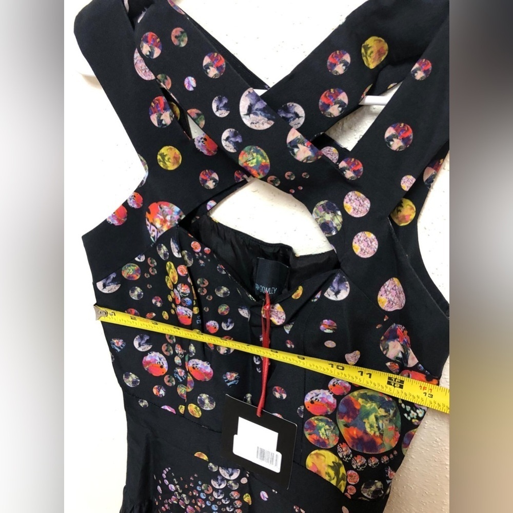 Cynthia Rowley "NWT" Cut Out Dress with Botanical Dot in Black Size 6 - Picture 3 of 10